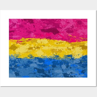 Abstract Paint Splatter Pansexual Pride Flag Pattern Posters and Art